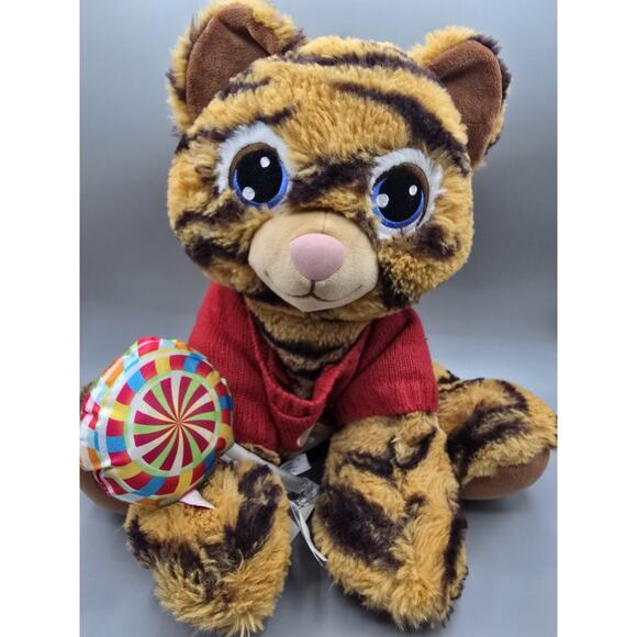 Build A Bear Baby Tiger Cub 15" Shirt Lollipop 2017 Blue Eyes - Picture 1 of 4